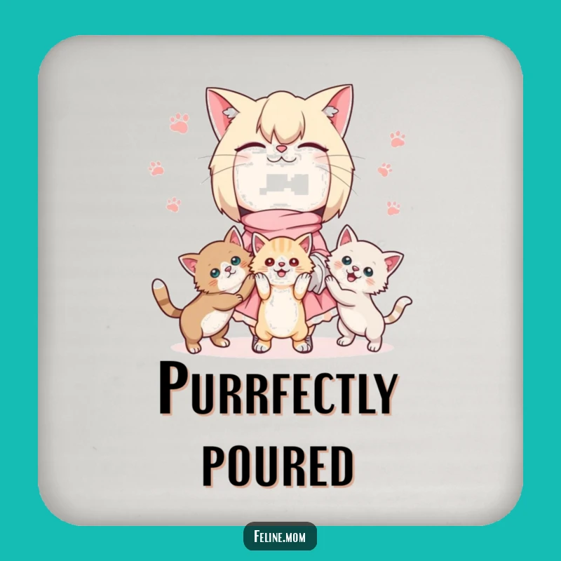 Kawaii Cat Lady Coaster: Juggling Kittens Protection, Cute Gift