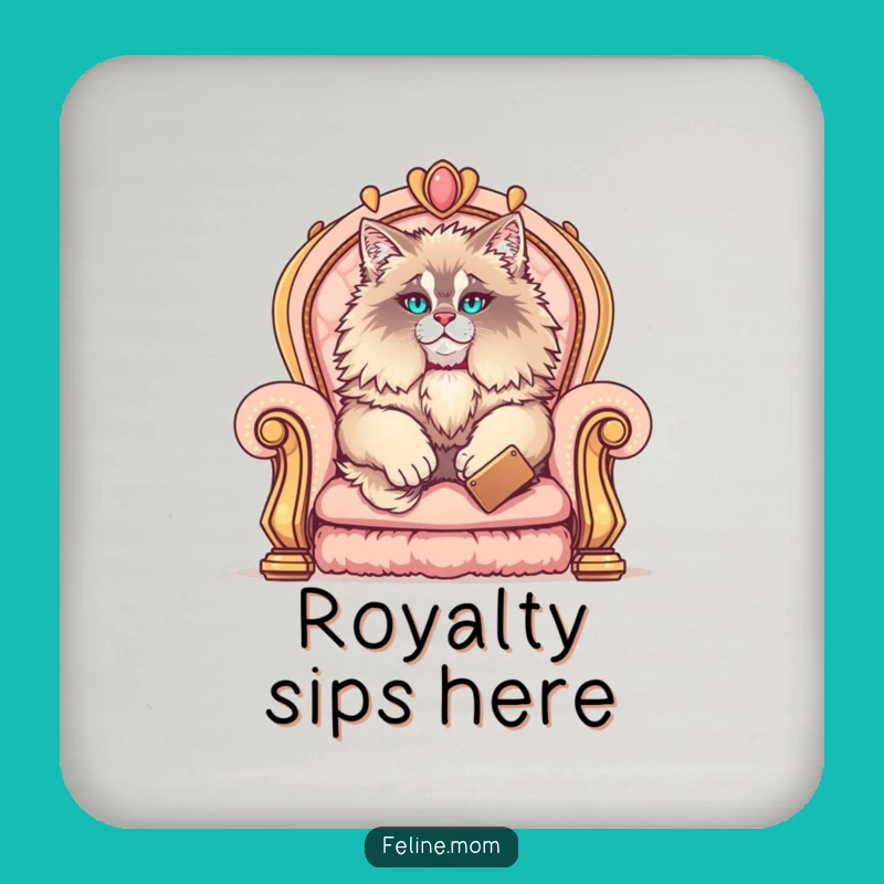 Funny Maine Coon Coaster: Elegant Throne Cat, Protect Surfaces with Humor Gift
