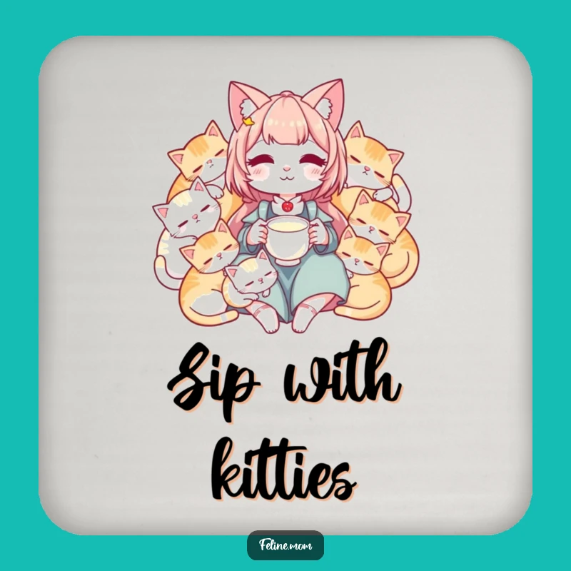 Funny Sleeping Cats Coaster - Peaceful Cat Lady Drink Protection Gift