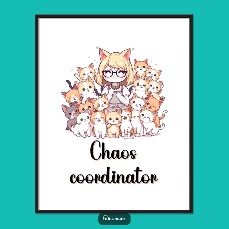 Feline Fun Wall Art: Funny Cat Lady Kitten Mob Poster