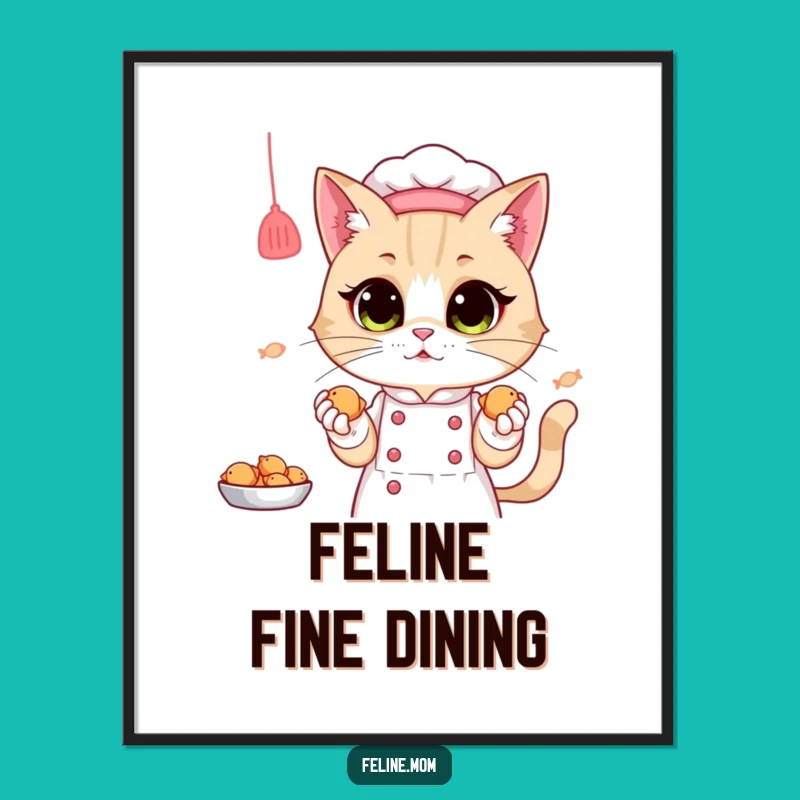 Funny Cat Lady Chef Poster: Whimsical Wall Art, Hilarious Birthday Funny Gift!