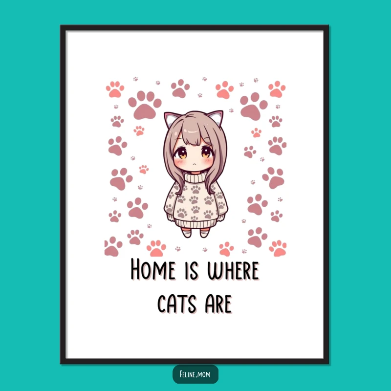 Funny Cat Paw Sweater Poster - Whimsical Wall Art, Perfect Funny Decor
