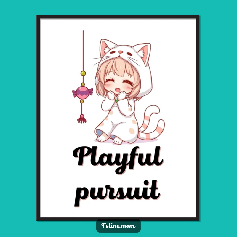 Funny Cat Playtime Poster - Whimsical Wall Art for Cat Lovers!