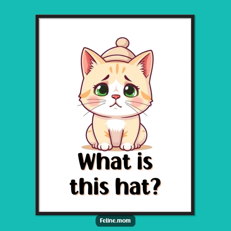 Funny Confused Cat Poster: Adorable Bewilderment for Your Walls