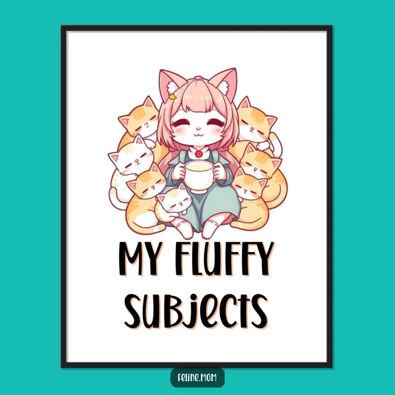 Funny Sleeping Cats Poster - Peaceful Cat Lady Wall Art Gift