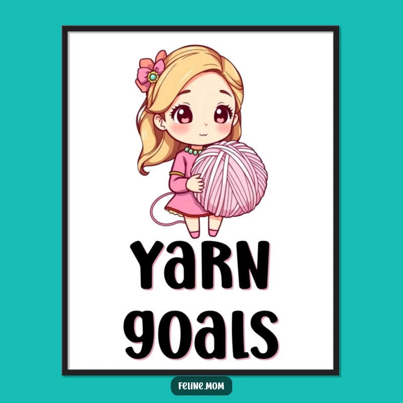 Funny Yarn Ball Cat Woman Poster - Whimsical Wall Art for Laughs!