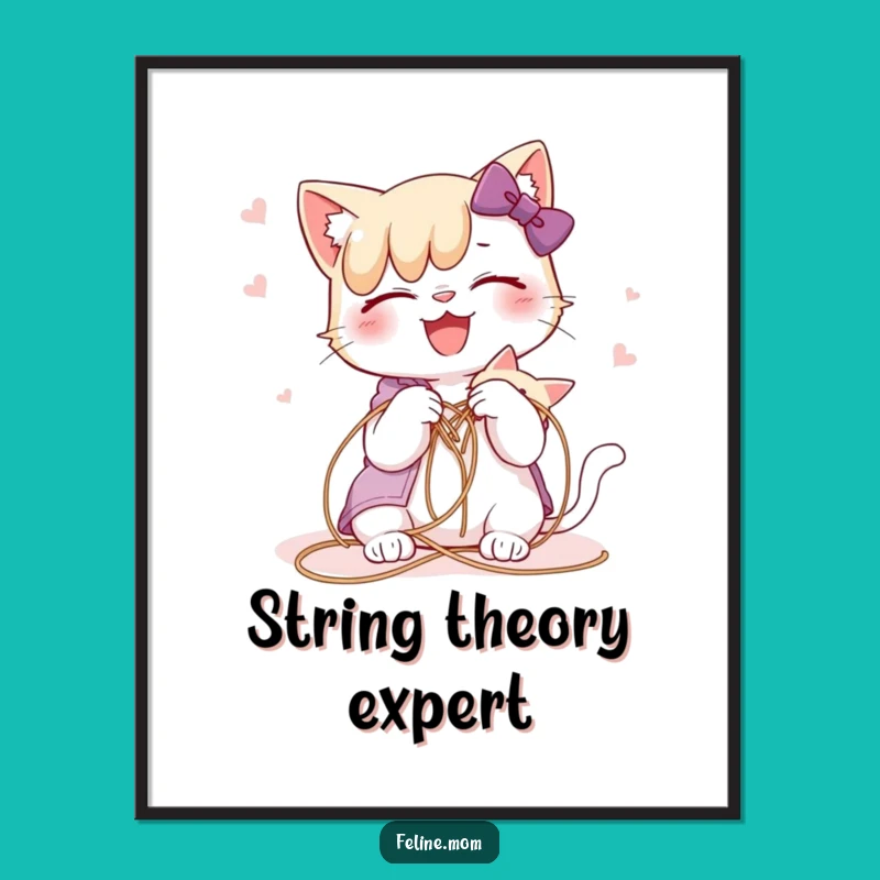 Funny Cat Lady String Poster, Whimsical Cat Owner Wall Art