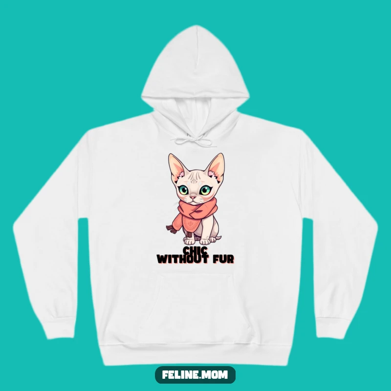 Cozy Funny Sphynx Cat Hoodie: Scarfed Fashion Icon, Warm Quirky Gift