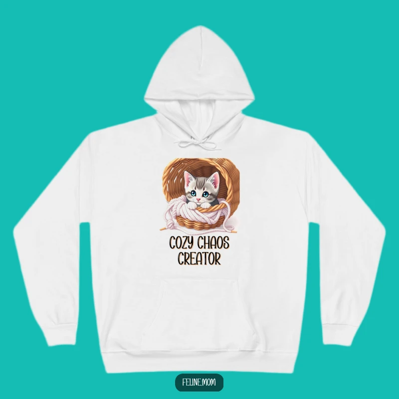 Cozy Funny Curious Kitten Knitting Hoodie - Warm Kitten Lover Gift