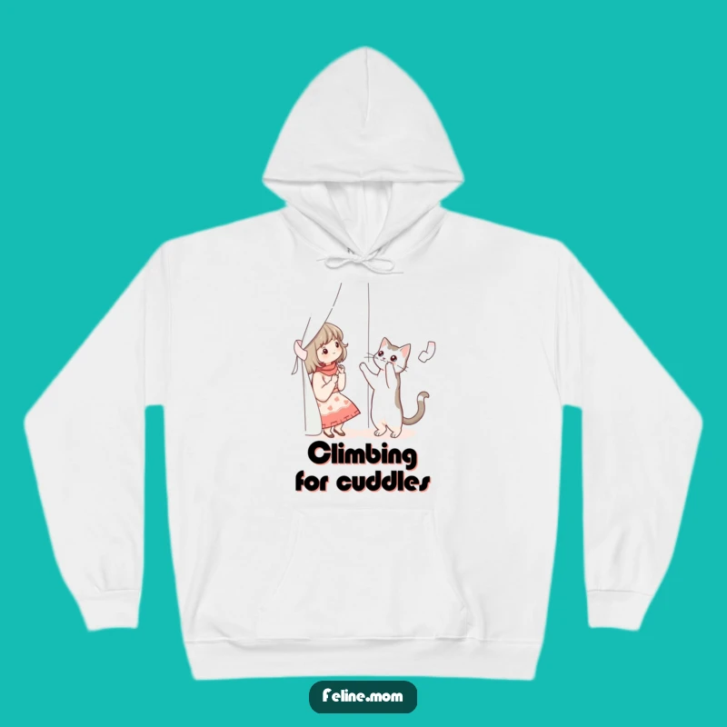 Cozy Funny Cat Lady Curtain Cat Hoodie - Warm Gift for Feline Antics Fans