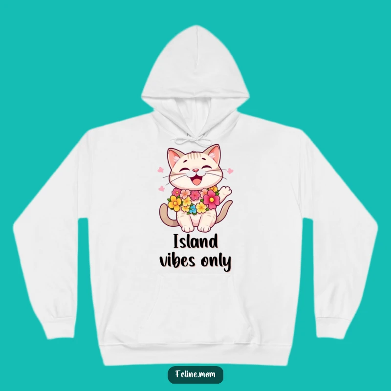 Cozy Funny Aloha Cat Hoodie: Relaxed Lei Cat, Comfy Funny Gift for Chill Vibes
