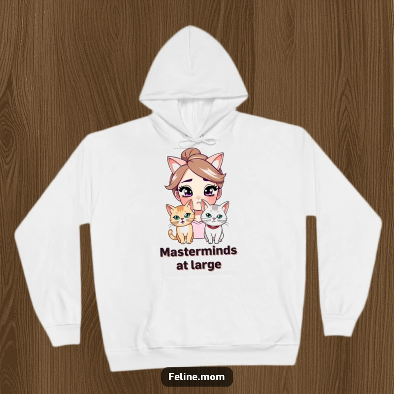 Funny hoodie displaying a woman with a knowing smirk beside a mischievous cat, capturing a moment of shared, humorous plotting and companionship.