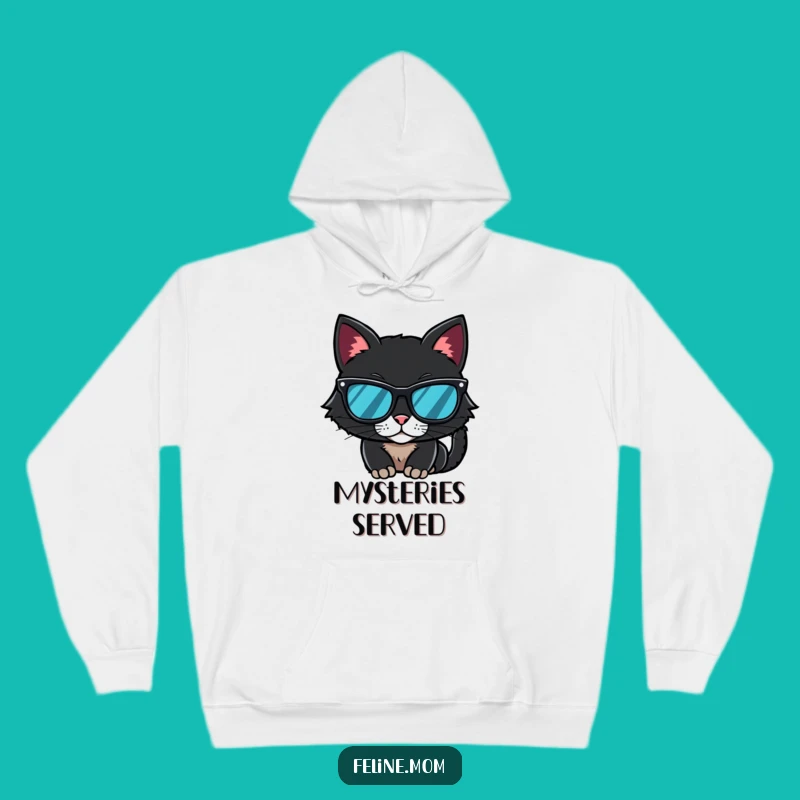 Funny Mysterious Black Cat Sunglasses Hoodie - Stay Cool and Cozy, A Hilarious Funny Gift