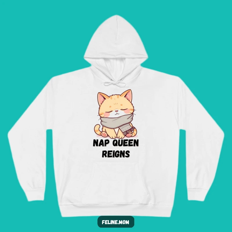 Funny Napping Cat Hoodie: Warm Scarved Feline Comfort, Ideal Cozy Funny Gift