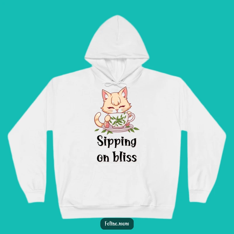 Cozy Funny Cat Lady Catnip Teacup Hoodie - Warm Gift for Cat Lovers