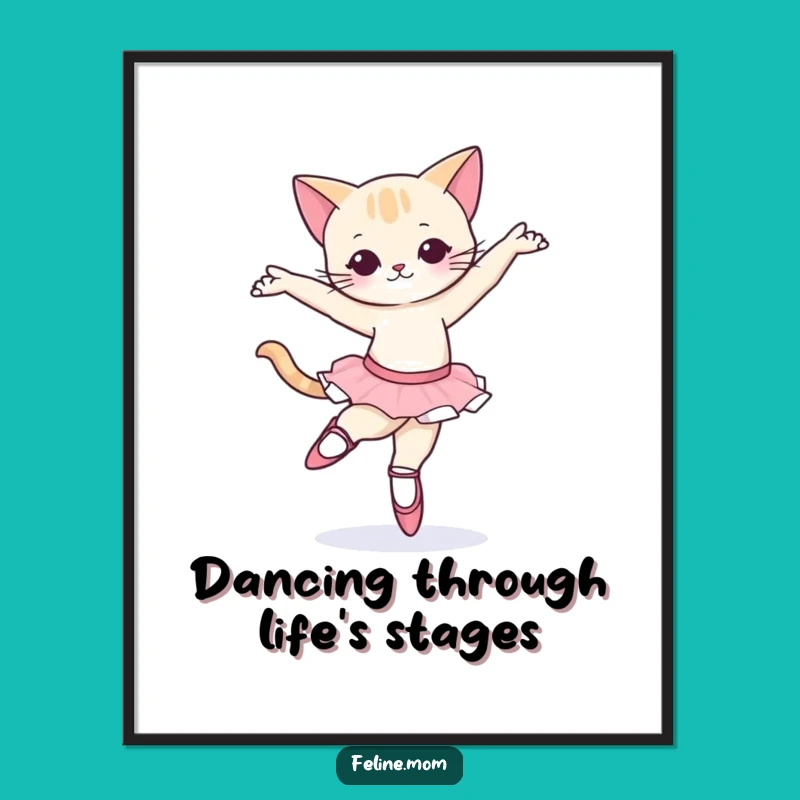 Free Printable Wall Art: Ballet Cat Pirouette, Humorous Dancer Decor