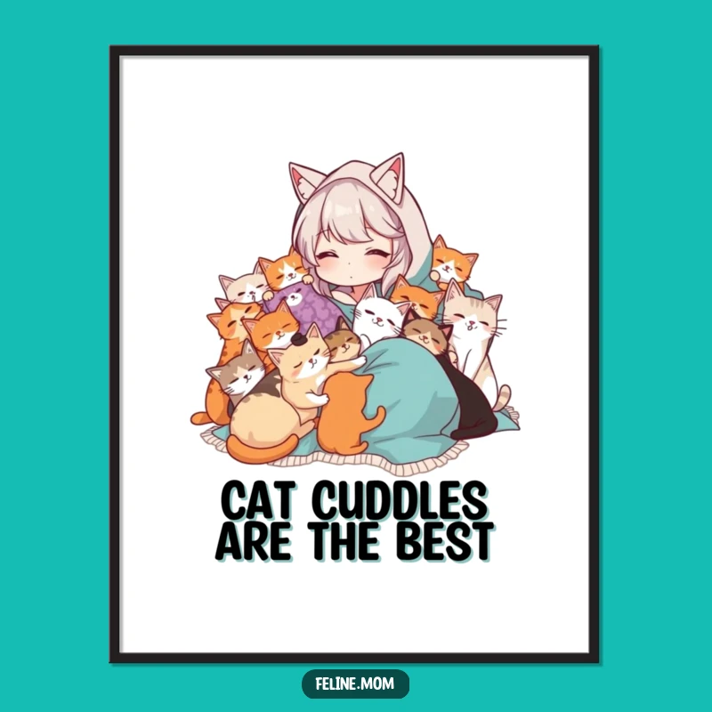 Free Printable Cat Lady Wall Art: Cozy Cat Cuddle Decor Downloadable