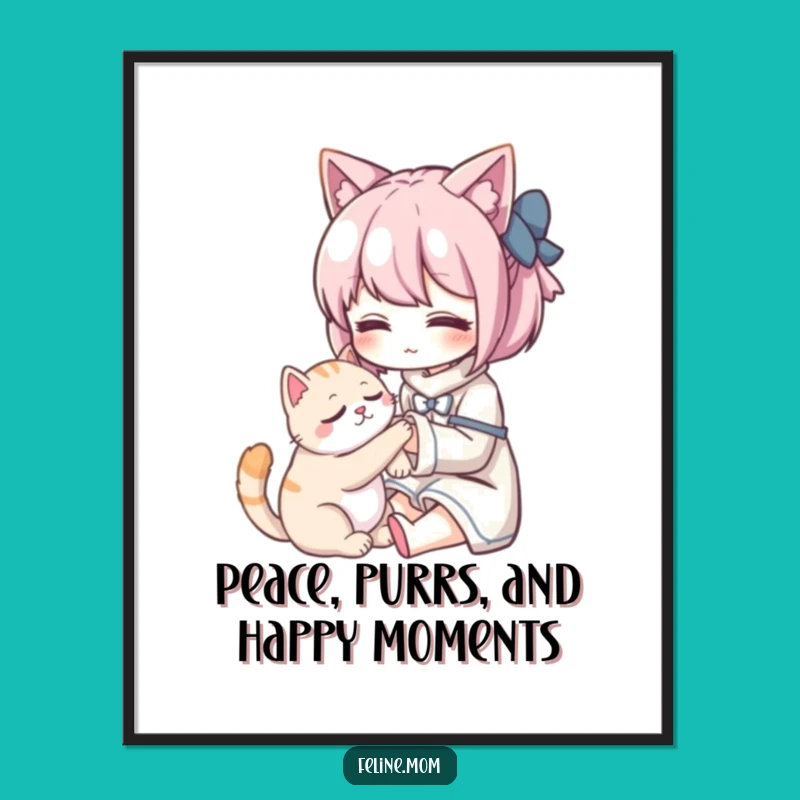 Free Printable Kawaii Cat Lady Art: Cozy Downloadable Wall Art for Cat Lovers