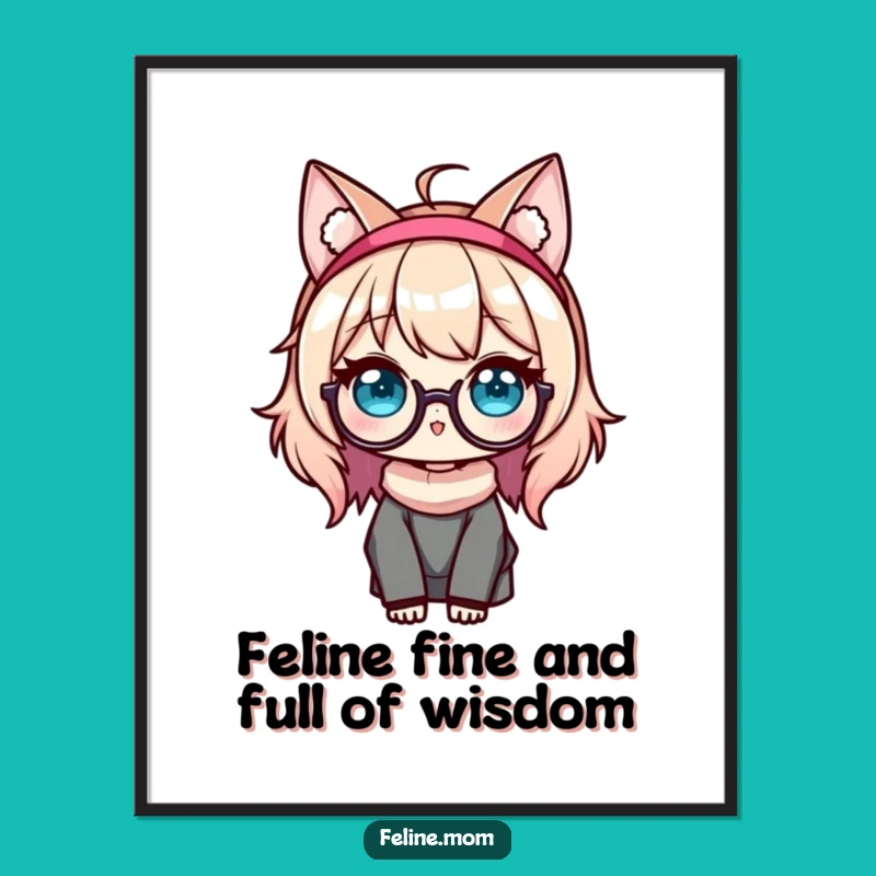 Free Printable Kawaii Cat Lady Wall Art - Funny Downloadable Decor for Cat Lovers