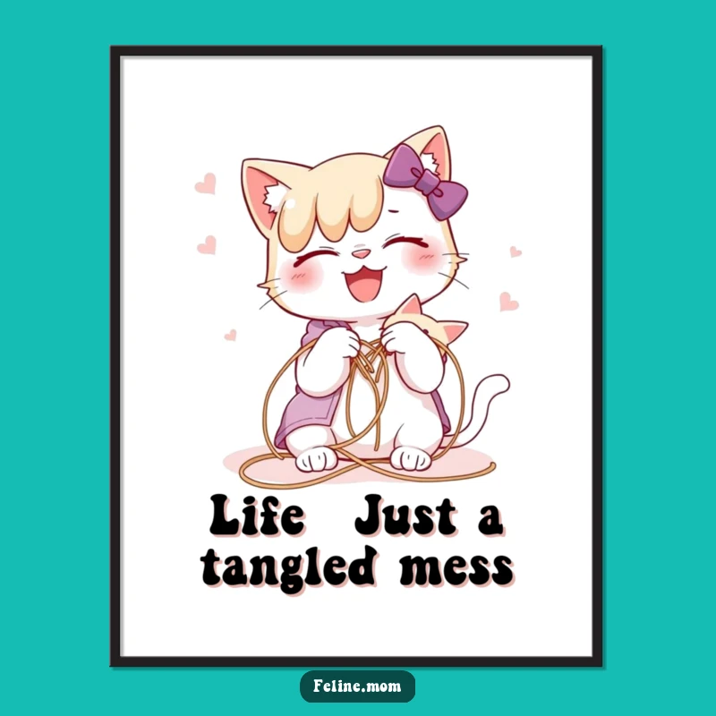Free Printable Wall Art: Cat Lady String Shenanigans, Funny Downloadable Art for Home