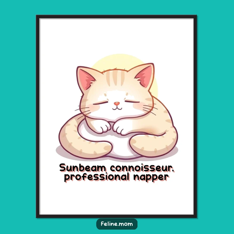 Funny Free Printable Cat Wall Art: Downloadable Art of a Napping Kitty