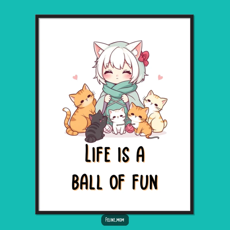 Free Printable Kawaii Cat Lady Art: Playful Downloadable Wall Art for Cat Enthusiasts