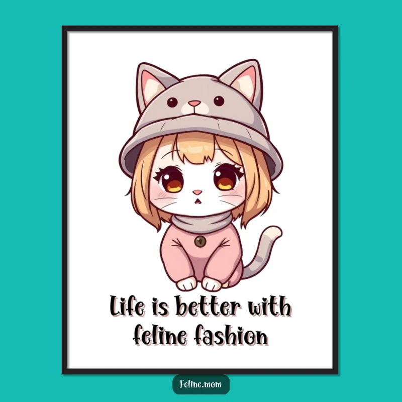 Free Printable Wall Art: Funny Cat Lady Portrait, Unique Downloadable Decor for Cat Lovers