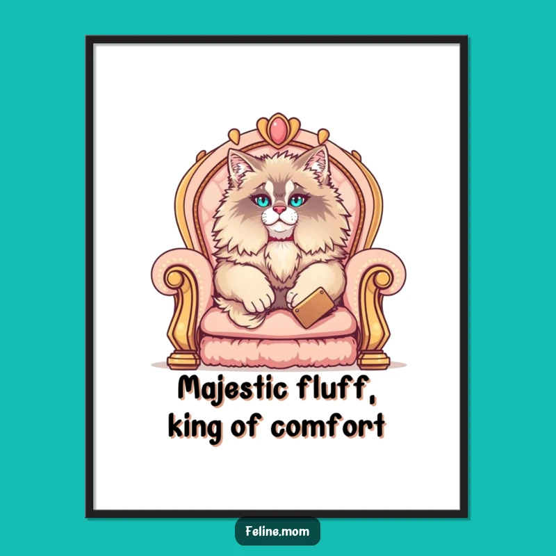Free Printable Maine Coon Wall Art: Regal Lounger - Funny Downloadable Decor Gift!