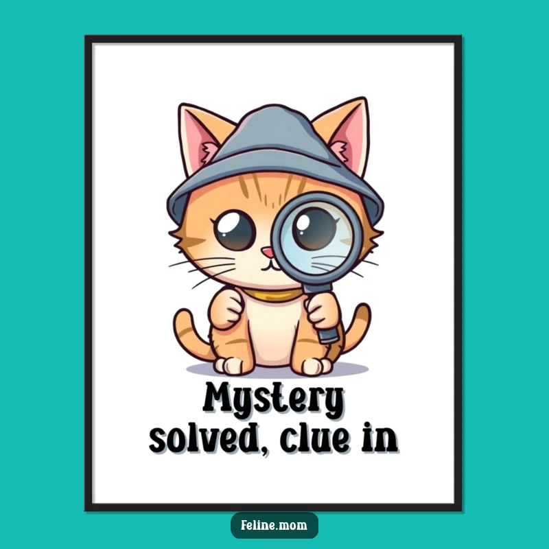 Free Printable Wall Art: Detective Cat Investigation Downloadable Decor