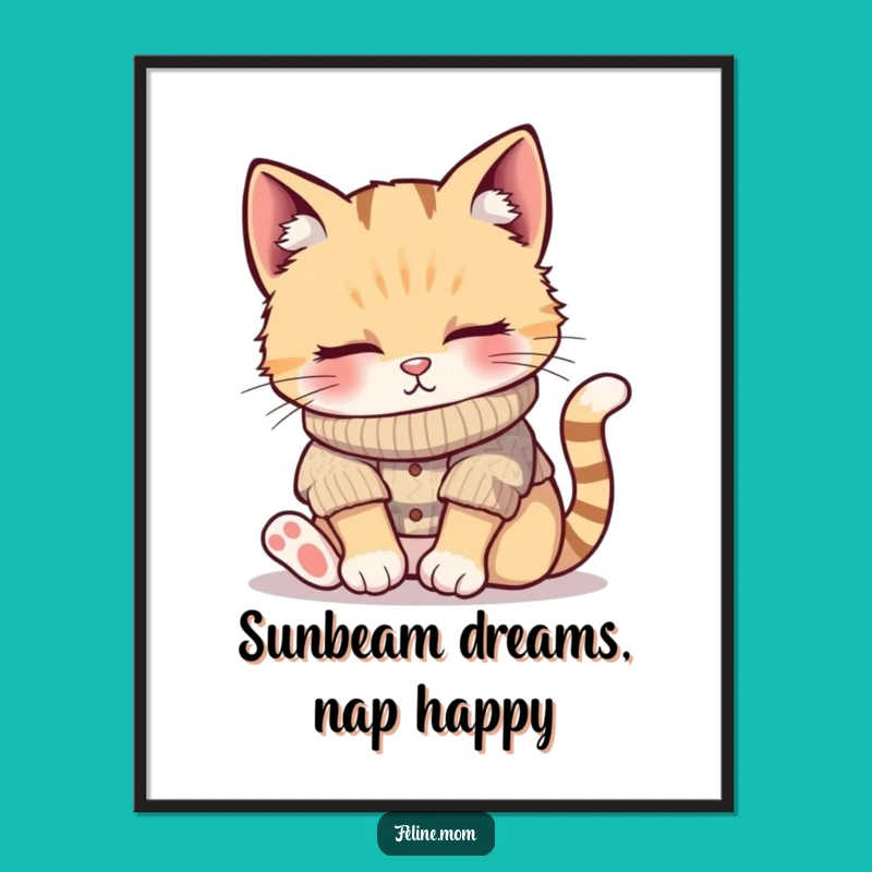 Free Printable Wall Art: Cozy Cat Sweater Nap Downloadable Decor