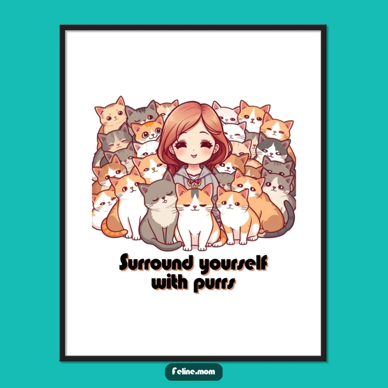 Funny Free Printable Wall Art: Cat Lady Mob Purring Decor Downloadable