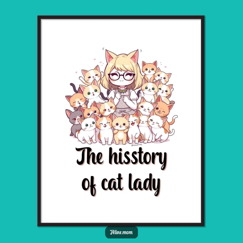 Funny Free Printable Wall Art: Cat Lady Kitten Mob Downloadable Decor