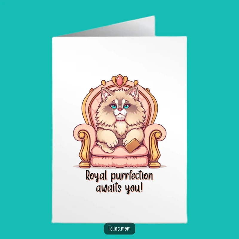Free Printable Maine Coon Birthday Card: Regal Fluff King - Funny Downloadable Gift!