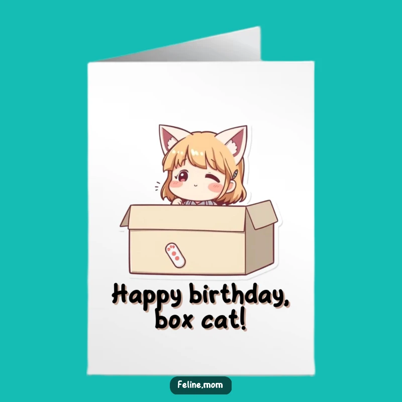 Free Printable Birthday Card: Content Cat Woman Box Dweller Downloadable Gift