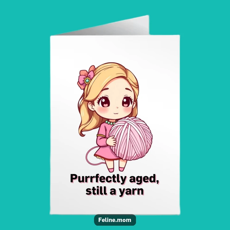 Free Printable Birthday Card: Funny Jeweled Cat Lady Yarn Lover Downloadable Gift