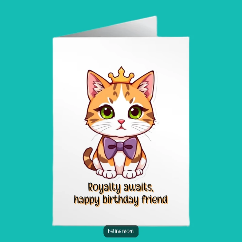 Free Printable Regal Calico Cat Birthday Card - Funny Downloadable Cat Gift