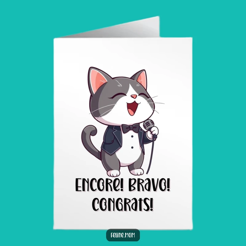 Free Printable Tuxedo Cat Congrats Card: Funny Downloadable Gift for Stars