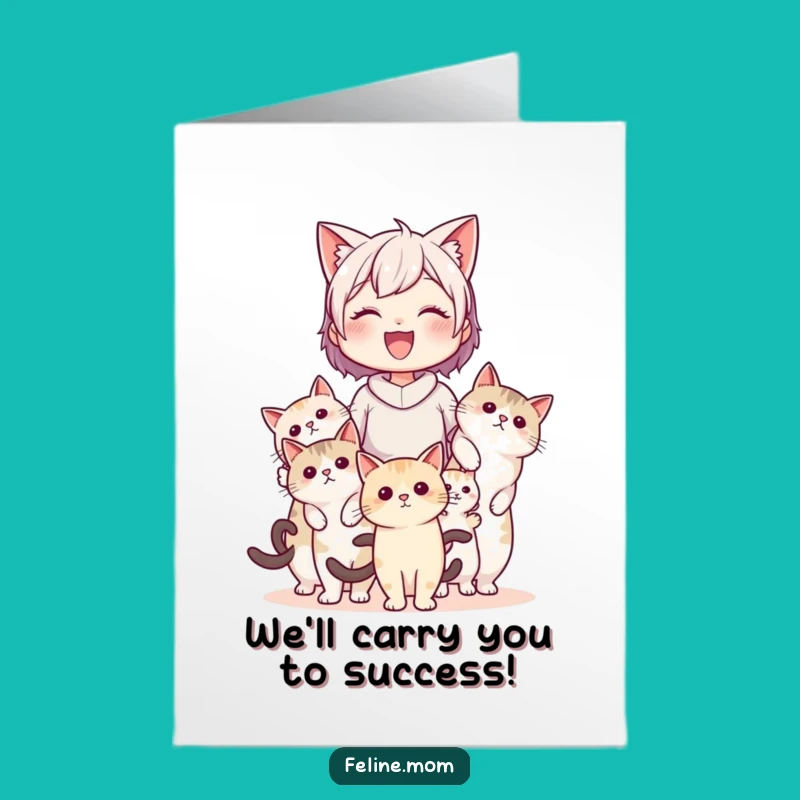Free Printable Cat Lady Congrats Card: Carried by Cats Downloadable Gift