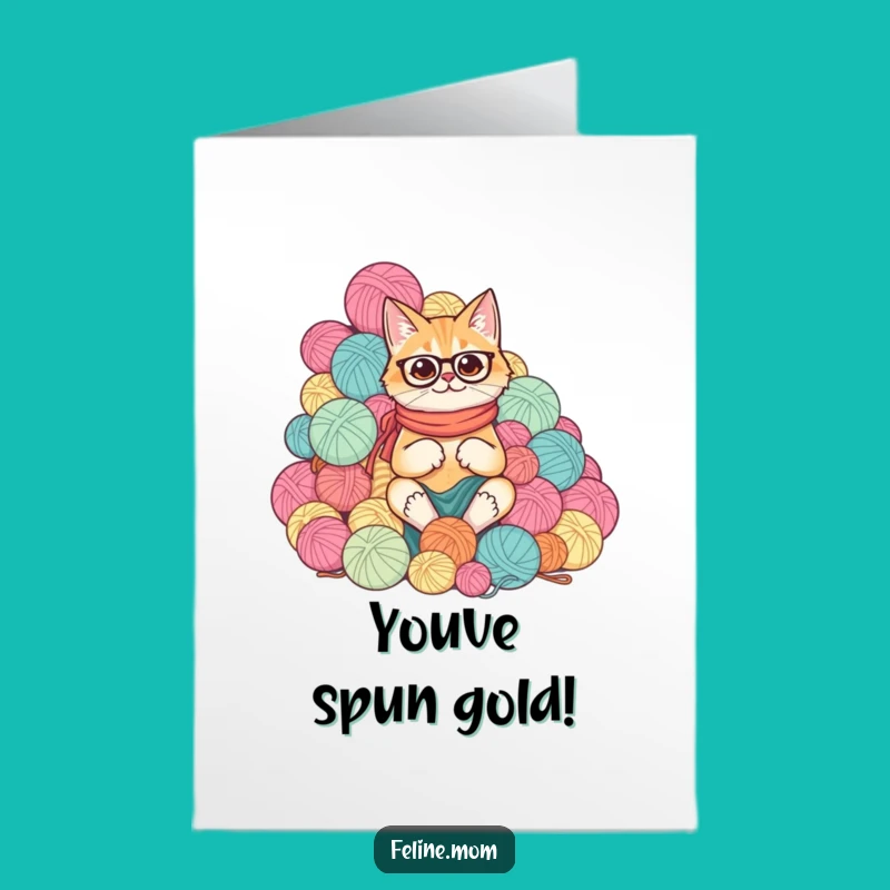 Free Printable Congrats Card: Cat Lady Yarn Triumph, Funny Downloadable Gift