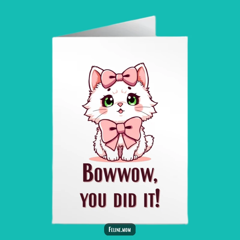 Free Printable Congrats Card: Fluffy Cat Surprise - Sweet Downloadable Gift