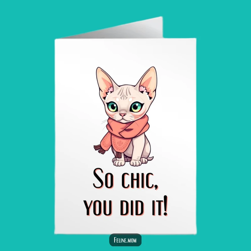 Free Printable Sphynx Congrats Card: Stylish Success - Funny Downloadable Gift!