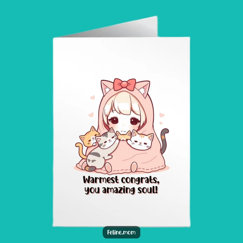 Free Printable Cozy Cat Lady Congrats Card - Heartfelt Downloadable Gift for Good News