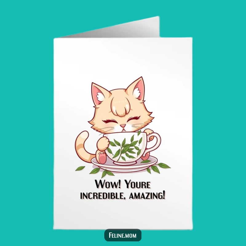 Free Printable Congrats Card: Cat Lady, Catnip Tea Celebration, Funny Downloadable Gift