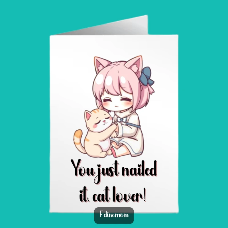 Free Printable Kawaii Cat Lady Congrats Card: Joyful Downloadable Gift for Celebrations