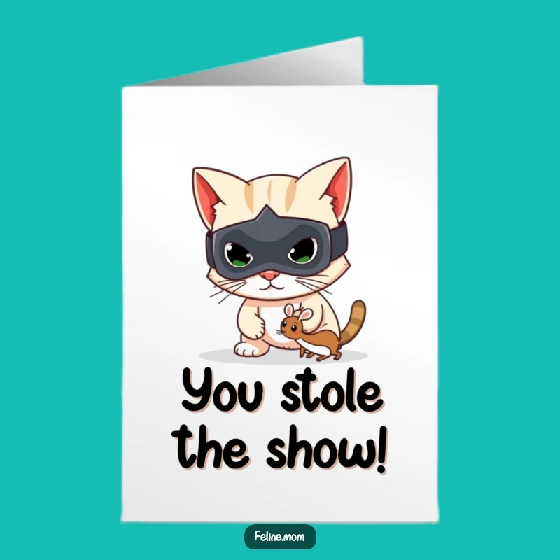 Free Printable Congrats Card: Sneaky Cat Bandit - Funny Downloadable Gift