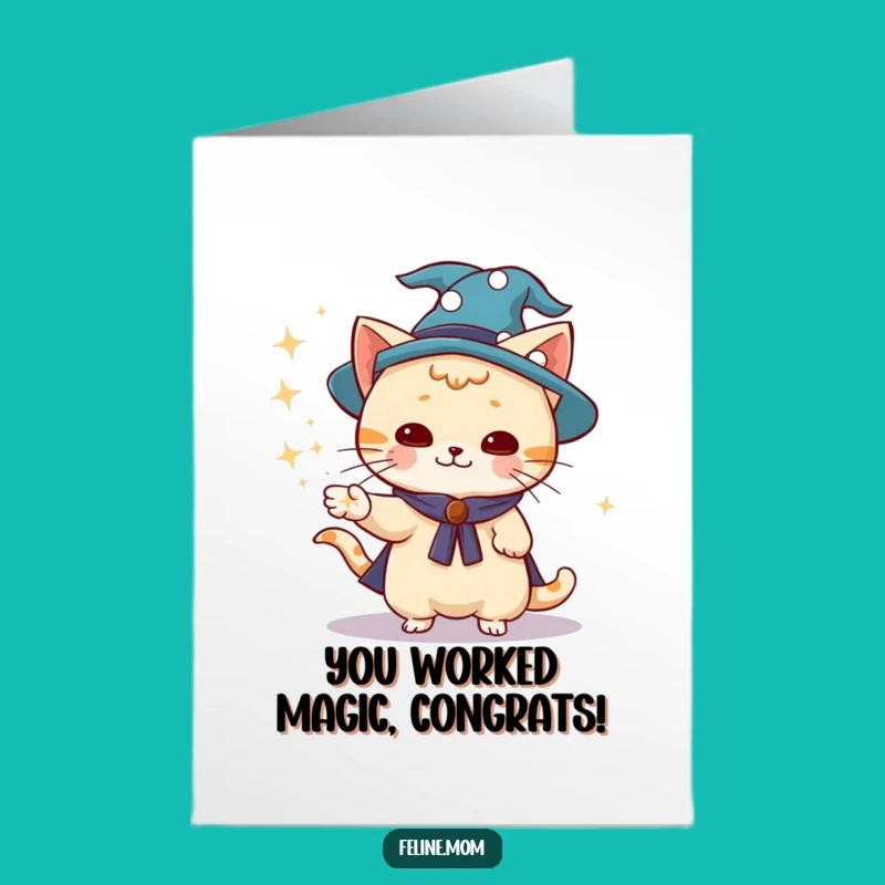 Free Printable Wizard Cat Congrats Card: Magical Dust, Downloadable & Funny