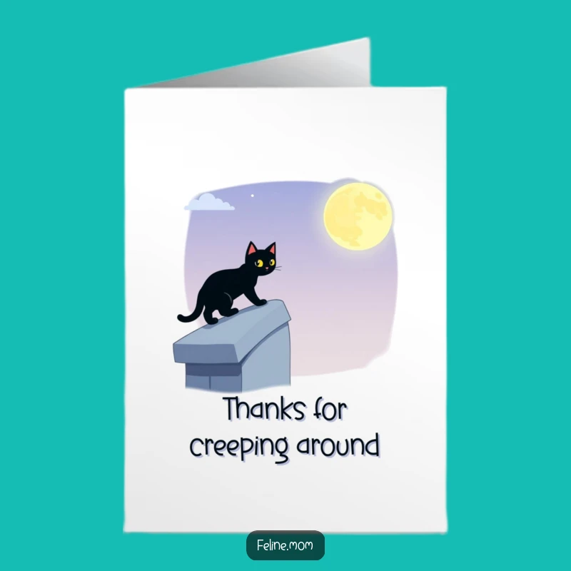 Free Printable Black Cat Thank You Card: Shadow Gratitude - Funny Downloadable Gift!