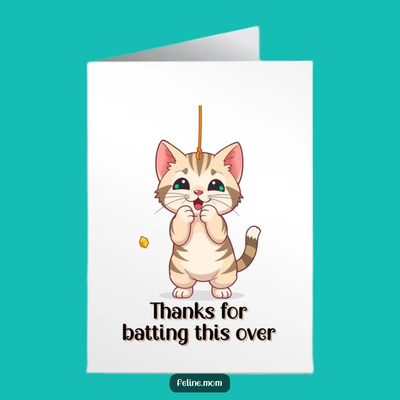 Free Printable Playful Cat Thank You Card: Funny Downloadable Gift of Appreciation
