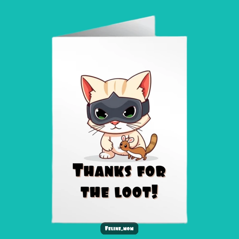 Free Printable Thank You Card: Sly Cat Bandit - Charming Downloadable Gift
