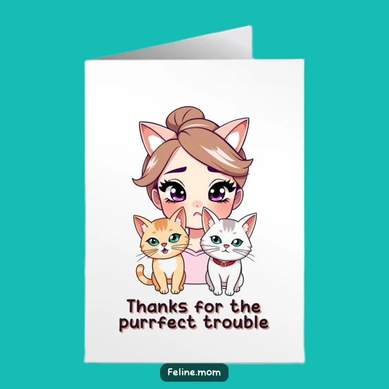 Free Printable Thank You Card: Smirking Woman Mischievous Cat Funny Downloadable Gift
